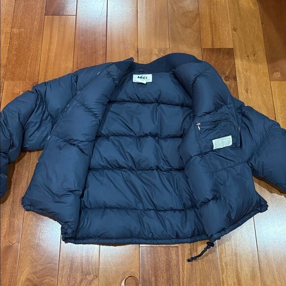 REI Men’s Vintage Navy Blue Goose Down Bomber Outdoor Puffer Jacket size XL - Picture 3 of 9